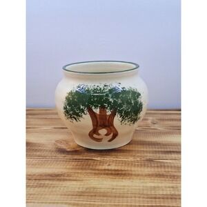 SCHS Studio Art Pottery Weed Pot Painted ‎ Crazing Glaze Handmade Ohio Number